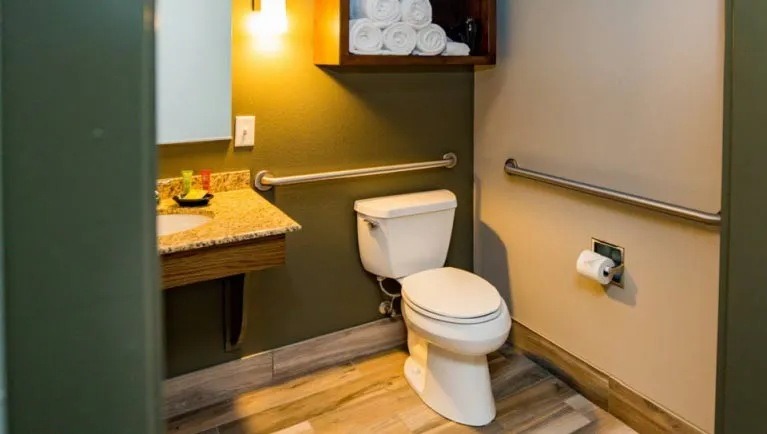 The accessible bathroom in the Junior Cabin Suite